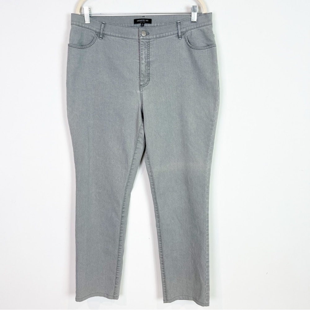 Lafayette 148 New York Straight Leg Jeans in Light Gray